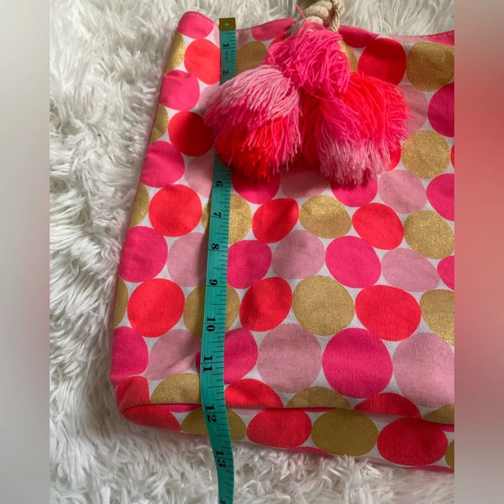 Girls Tote Bag | Summer Pool Beach Bag Book Bag Rope handle polkadots & tassel
